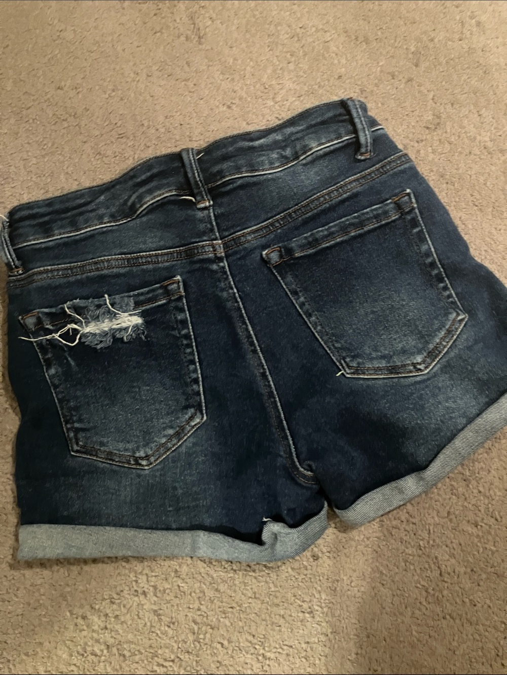 Wax Jean Dark Blue Rolled Hem Women's Denim Shorts